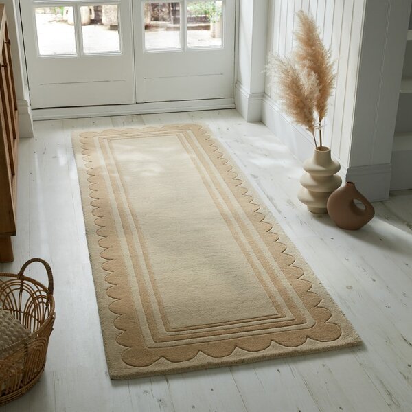 Ručno rađena vunena staza u prirodnoj boji 80x230 cm Lois Scallop – Flair Rugs