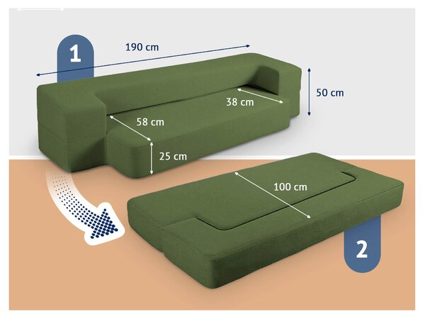 Sklopiva sofa - krevet Dormeo zelena