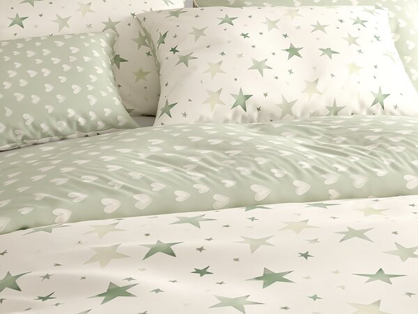 Posteljina od mikrovlakana STARS HEARTS zelena Dimenzije posteljine: 70 x 90 cm | 140 x 200 cm