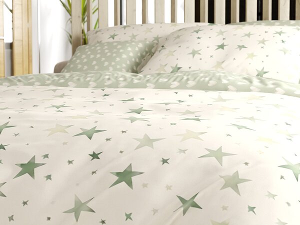 Posteljina od mikrovlakana STARS HEARTS zelena Dimenzije posteljine: 70 x 90 cm | 140 x 200 cm
