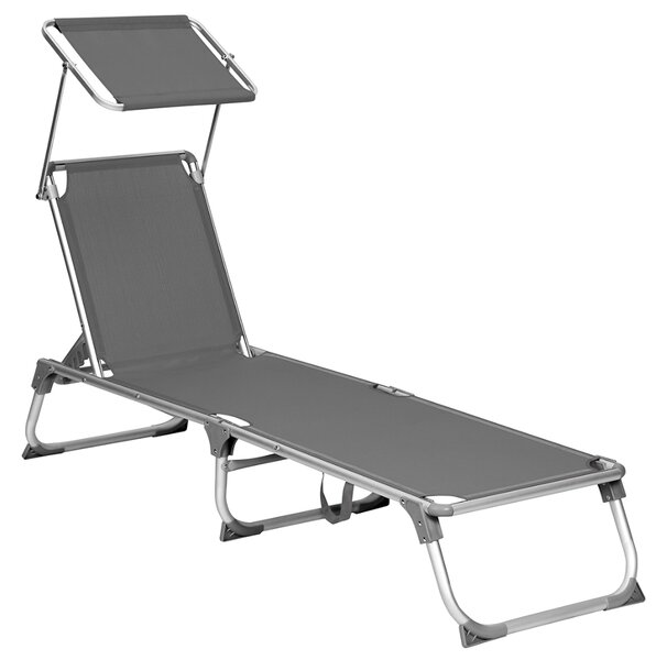 Vrtna ležaljka MALIBU s podesivim sjenilom, 193x55x31, siva SongmicsHome