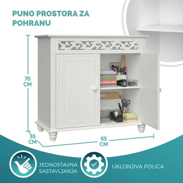 Komoda JERSEY, 76x65x35 cm, bijela Casaria