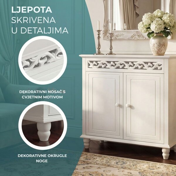 Komoda JERSEY, 76x65x35 cm, bijela Casaria