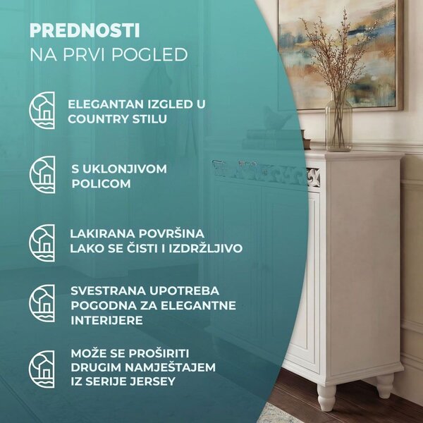 Komoda JERSEY, 76x65x35 cm, bijela Casaria