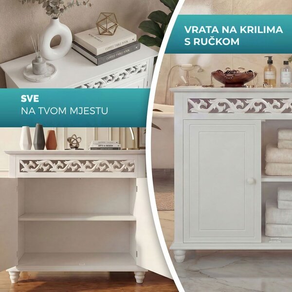 Komoda JERSEY, 76x65x35 cm, bijela Casaria