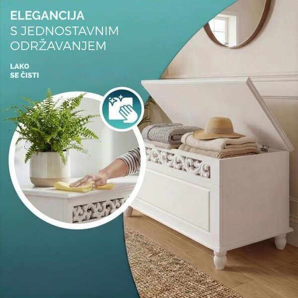 Drvena škrinja JERSEY, 80x40x48 cm, bijela Casaria