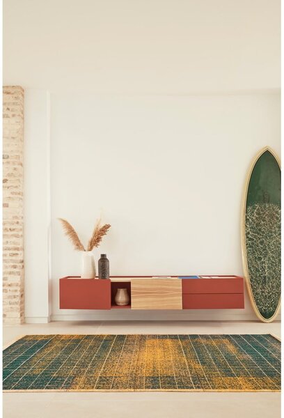 Ciglasta/u prirodnoj boji TV komoda u dekoru hrasta 180x45 cm Otto – Teulat