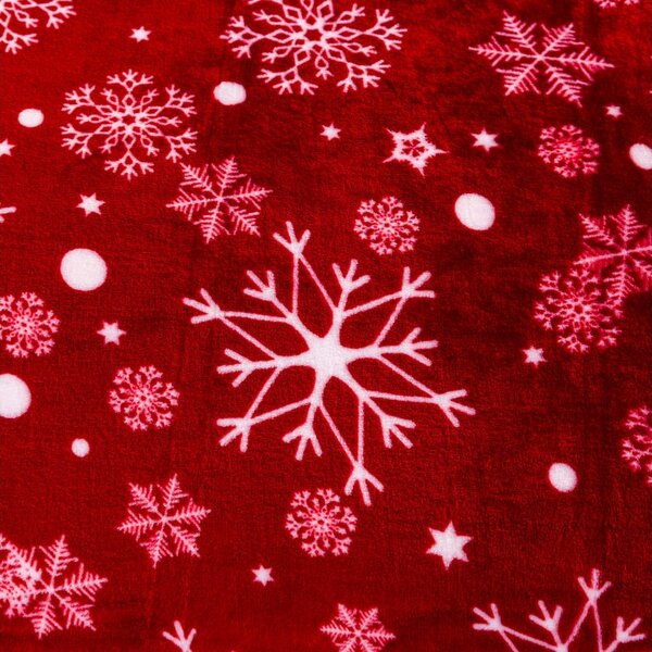 2x Crvena božićna mikropliš deka SNOWFALL 150x200 cm