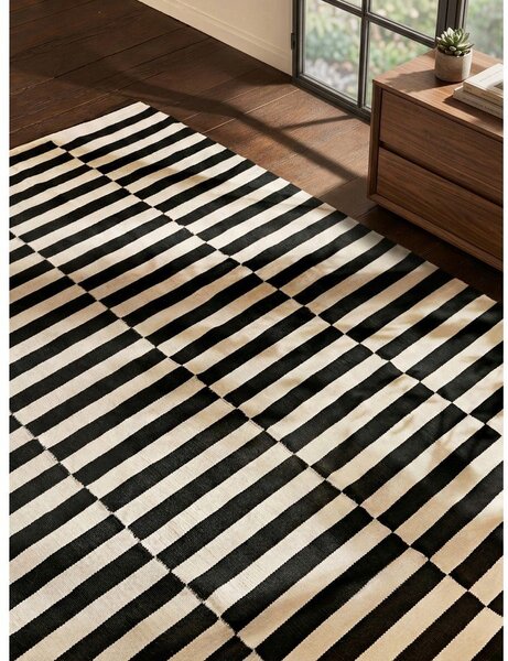 Crno-bijeli obostrani/ručno rađen vuneni tepih 200x300 cm Donna – Hanse Home
