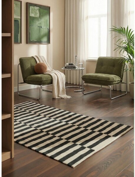 Crno-bijeli obostrani/ručno rađen vuneni tepih 120x180 cm Donna – Hanse Home