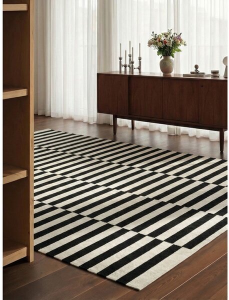 Crno-bijeli obostrani/ručno rađen vuneni tepih 200x300 cm Donna – Hanse Home