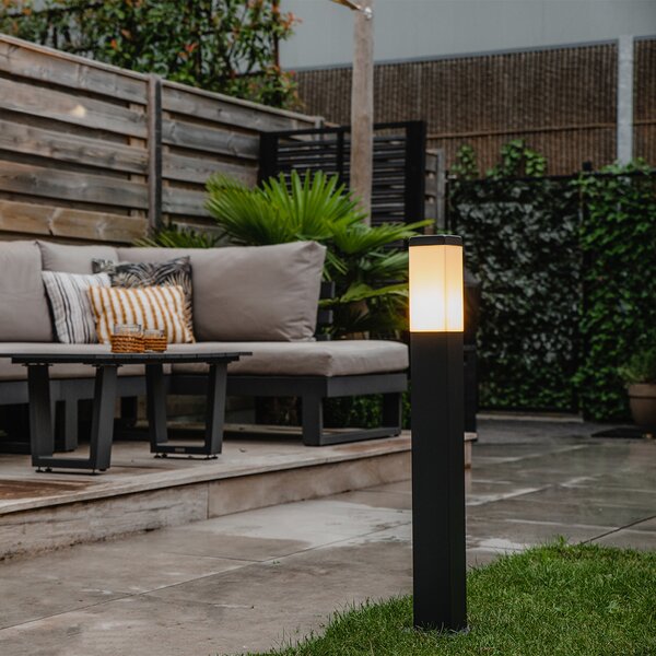 Moderna vanjska lampa za stup tamno siva s opalom 80 cm IP44 - Malios