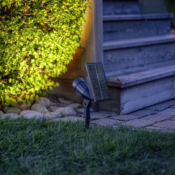 STAR TRADING Powerspot 19 cm RGBW LED solarni reflektor, 80 lm, crni, klin za tlo, Crno, Plastika, Vanjski reflektor/šiljak za tlo