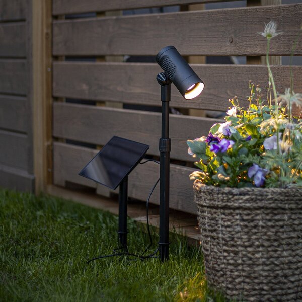 STAR TRADING Powerspot 53 cm LED solarni reflektor, 250 lm, crni, s klinom za tlo, Crno, Plastika, Vanjski reflektor/šiljak za tlo