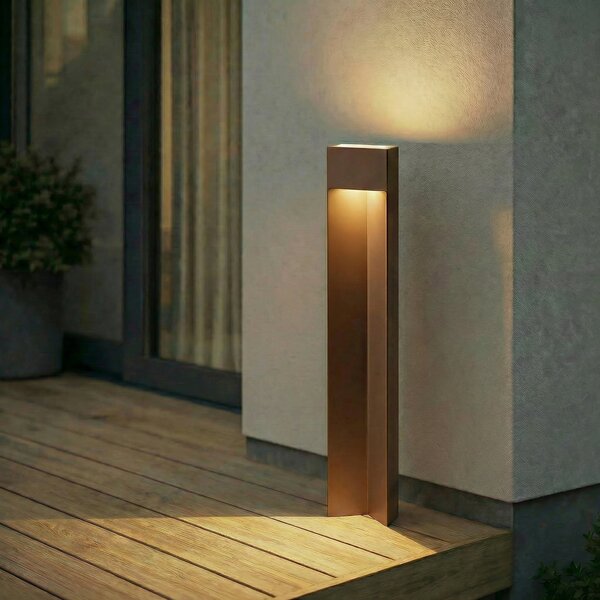 Lucande Kaholo LED svjetlo za stazu, smeđe, 90 cm, IP44, Smeđa / hrđa, Aluminij