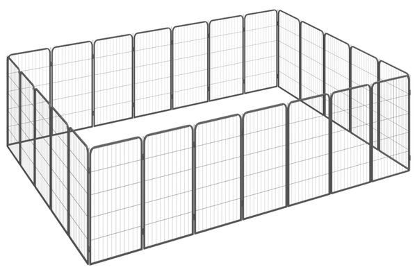 VidaXL Ograda za pse s 24 panela crna 50 x 100 cm čelik obložen prahom