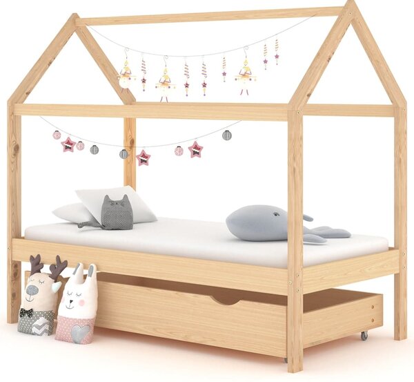 VidaXL Okvir za dječji krevet s ladicom od masivne borovine 80x160 cm