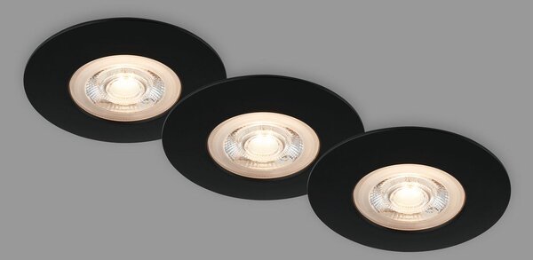 Briloner LED ugradbeni reflektor Kulana crni set od 3 IP65, Crno, Dnevni boravak/blagovaonica, Plastika