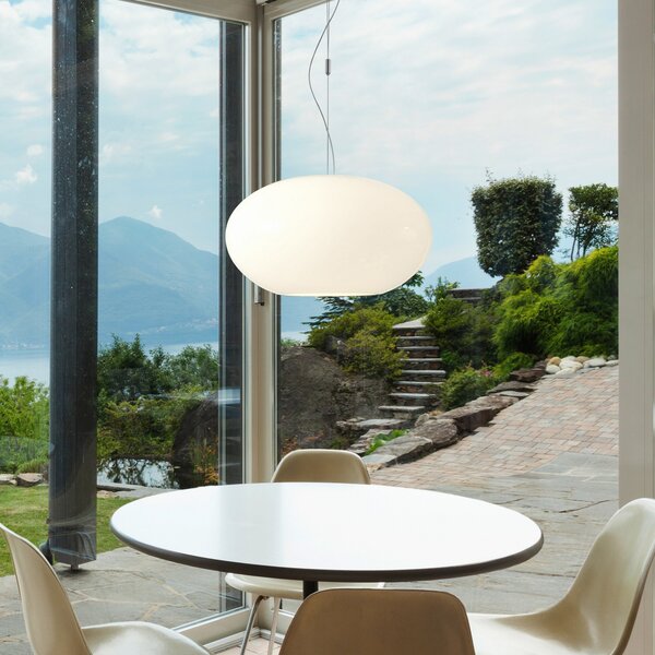 Casablanca Aih - viseća lampa 38 cm mat bijela, prigušiva, Bijela, Dnevni boravak/blagovaonica, Staklo