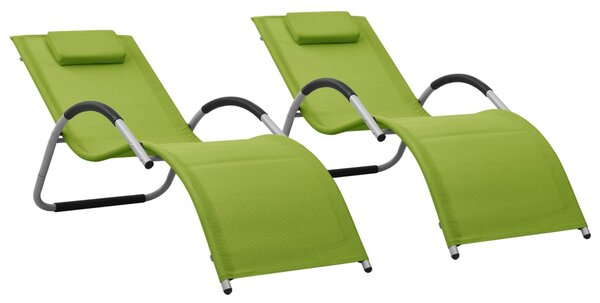 VidaXL Ležaljke za sunčanje od tekstilena 2 kom zeleno-sive