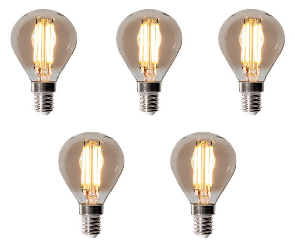 Set od 5 E14 prigušivih LED žarulja P45 Smoke 5W 470 lm 2200K