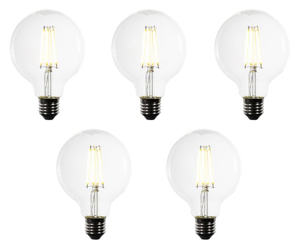 Set od 5 E27 LED žarulja G95 prozirne 3,8W 806 lm 3000K