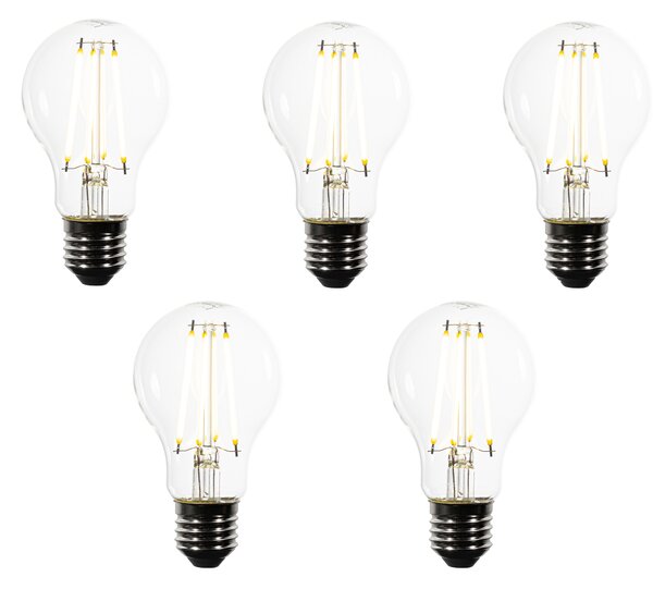 Set od 5 E27 LED žarulja A60 prozirne 2,2W 470 lm 3000K
