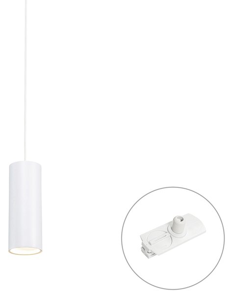 Dizajnerska viseća svjetiljka bijela uklj. adapter za šinu 1-fazni - Iconic Tubo