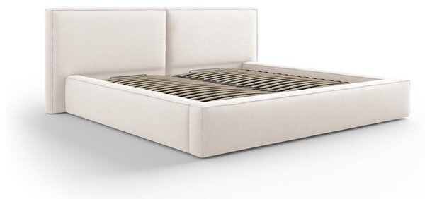 Bež tapecirani bračni krevet s prostorom za pohranu s podnicom 160x200 cm Arendal – Cosmopolitan Design