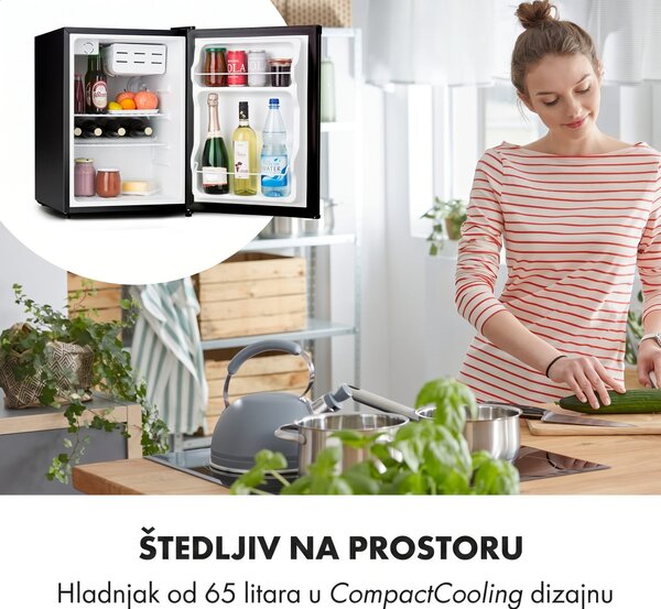 Klarstein Cool Kid, mini hladnjak s pretincem za zamrzavanje od 4 L, 66 L, 41 dB, F, crni