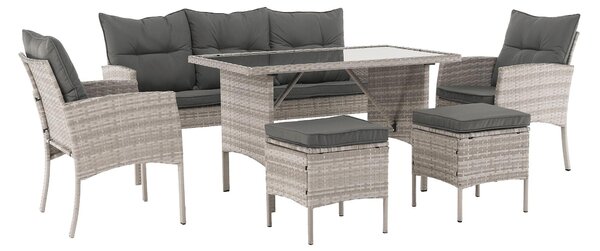 Vrtni set od ratana LELON (svijetlosiva) (za 4 do 6 osoba)