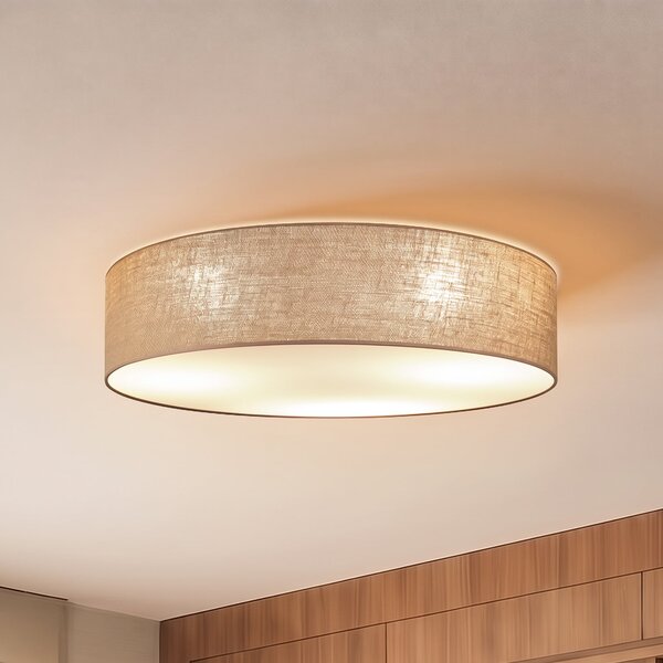 Duolla Boho stropna lampa, jut/jut, Ø 80 cm, tkanina, E27, Smeđa / hrđa, Područje hodnika, Tkanina / tekstil