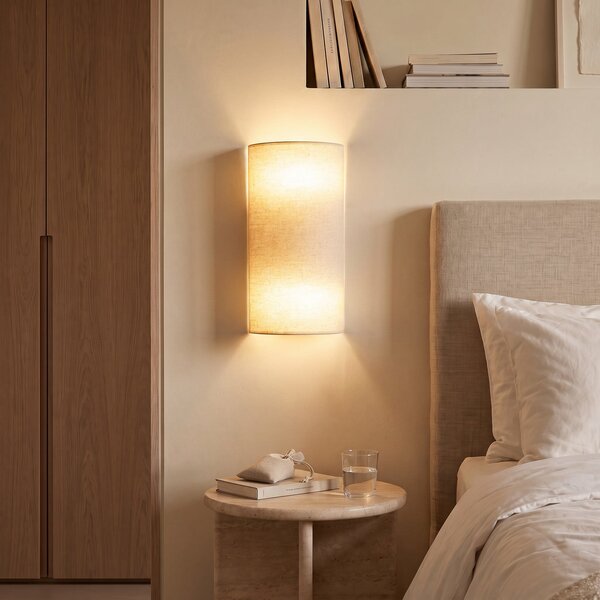 Duolla Zidna lampa Nature, krem, visina 40 cm, tkanina, nagib gore/dolje, Bež, Područje hodnika, Tkanina / tekstil