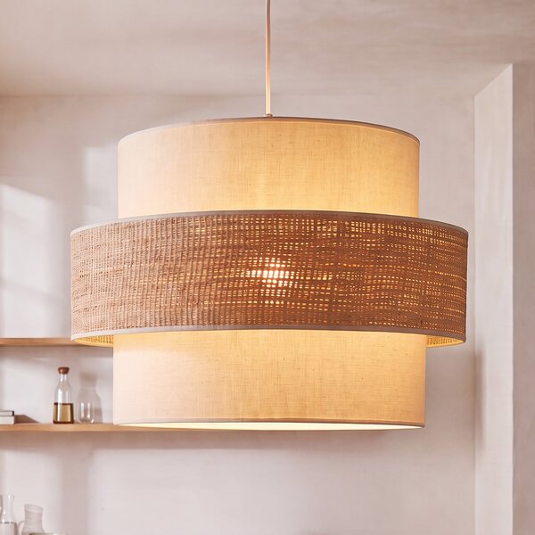 Duolla Prostorna viseća lampa, ekru/bež, jednokotrijebna, tkanina, E27, Bež, spavaća soba, Tkanina / tekstil