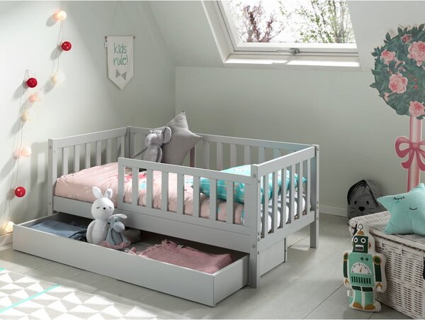 Sivi dječji krevet Vipack Junior, 70 x 140 cm