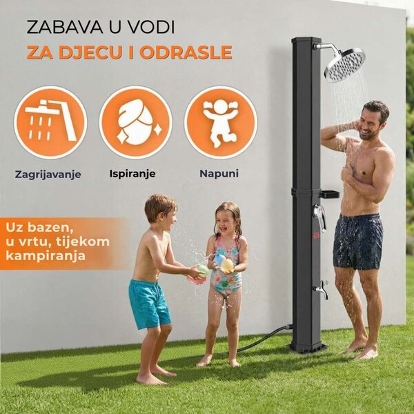 Solarni tuš s poklopcem HAVANA, 60 l, crni Casaria