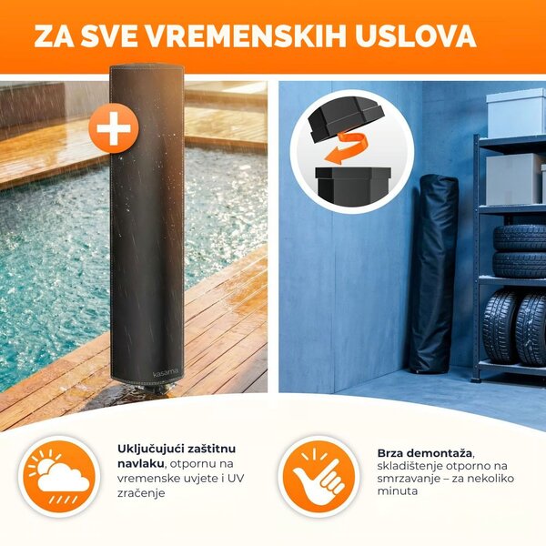 Solarni tuš s poklopcem HAVANA, 60 l, crni Casaria
