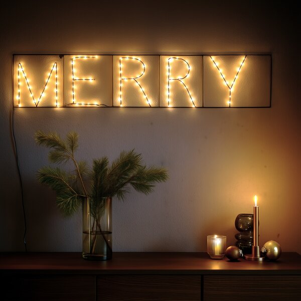 Božićna zidna svjetiljka crna MERRY uklj. LED s timerom IP44 - Yoro
