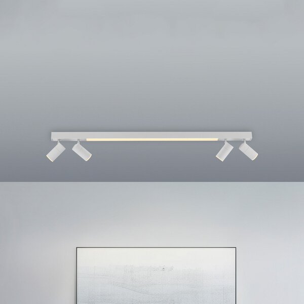PURE LED stropna svjetiljka Lines, 120 cm, bijela, CCT, daljinski upravljač, prigušiva, Bijela, Dnevni boravak/blagovaonica, Metal