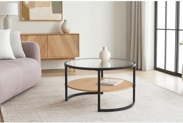 Crni/u prirodnoj boji okrugao stolić za kavu u dekoru hrasta ø 68 cm Zanu – Bonami Essentials