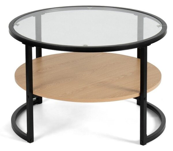 Crni/u prirodnoj boji okrugao stolić za kavu u dekoru hrasta ø 68 cm Zanu – Bonami Essentials