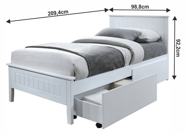 Jednostruki krevet 90 cm Minea (bijela) (s podnicom)