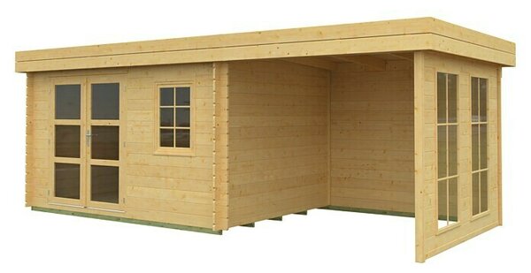 Kiehnholz Vrtna kućica Lounge 3 (Vanjska dimenzija uklj. krovni prevjes (Š x D): 605 x 282 cm, Drvo, Natur)