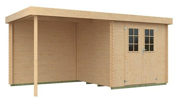 Kiehnholz Vrtna kućica Eco-Lounge (Vanjska dimenzija uklj. krovni prevjes (Š x D): 454 x 230 cm, Drvo, Natur)