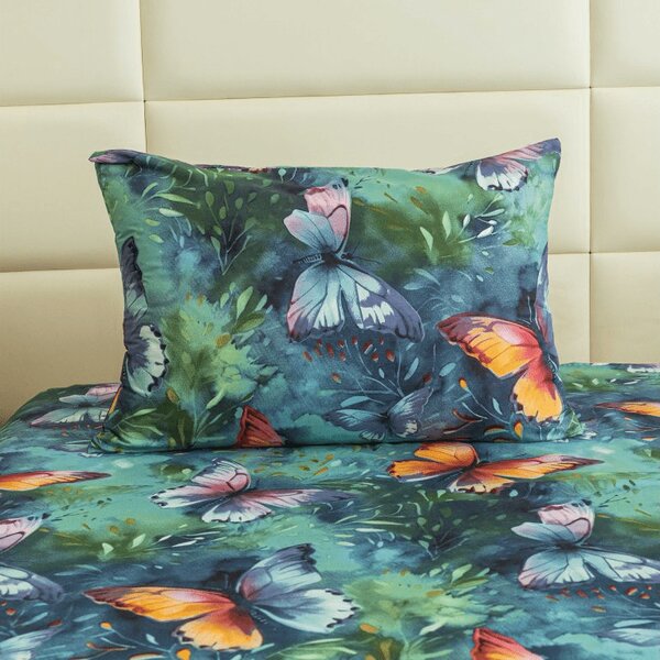Plahta od mikrovlakana 140x240 cm i Jastučnica 50x70 cm COLORFUL BUTTERFLY, šareno