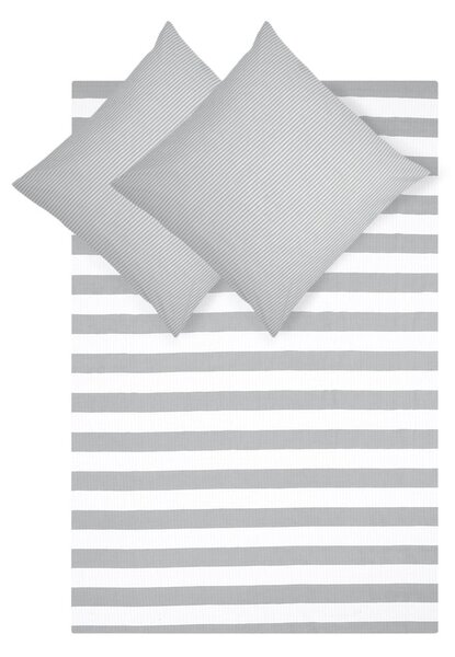Siva pamučna posteljina za bračni krevet Kjana, 200 x 200 cm