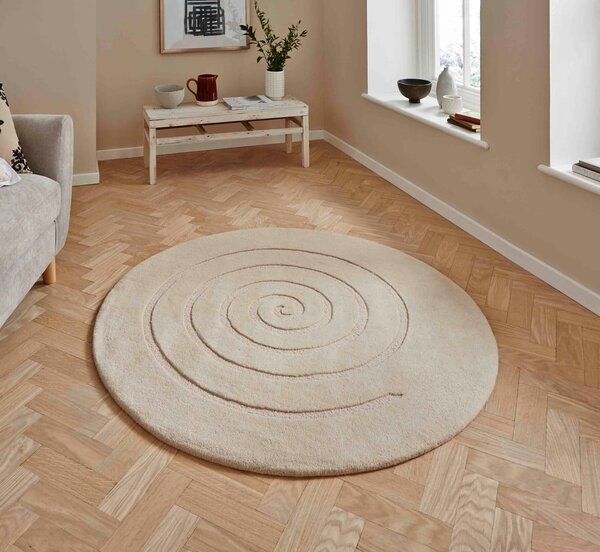 Kremasto bijeli vuneni tepih Think Rugs Spiral, ⌀ 180 cm