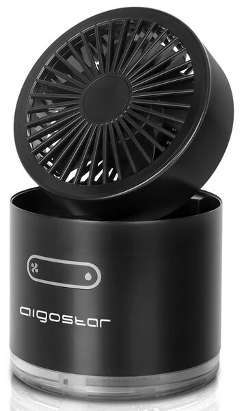 Aigostar - Bežični mini stolni ventilator s efektom vodene maglice MIST 10W/5V crna