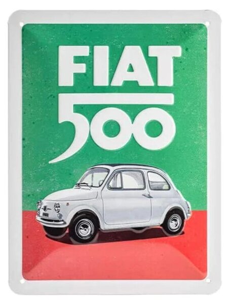 Metalni znak Fiat 500 Italian Colours, (15 x 20 cm)