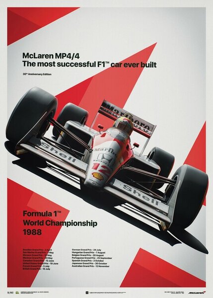 Umjetnički tisak McLaren MP4/4 - Ayrton Senna - MP4/4 - San Marino GP - 1988, Automobilist